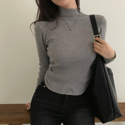 シャーリングタートルリブニット(7color) GREY