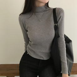 シャーリングタートルリブニット(7color) GREY