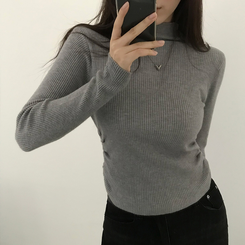 シャーリングタートルリブニット(7color) GREY