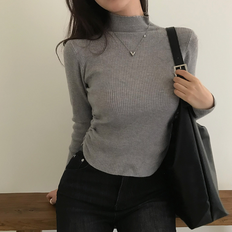 シャーリングタートルリブニット(7color) GREY