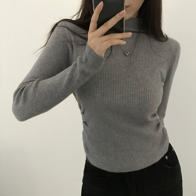 シャーリングタートルリブニット(7color) GREY