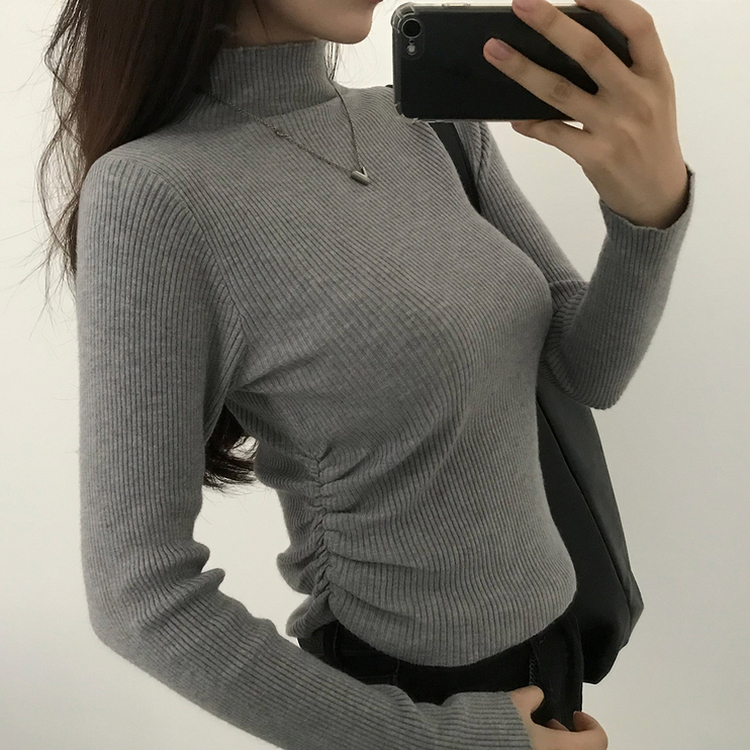 シャーリングタートルリブニット(7color) GREY