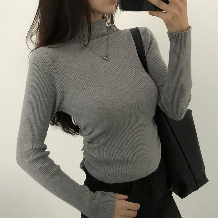 シャーリングタートルリブニット(7color) GREY