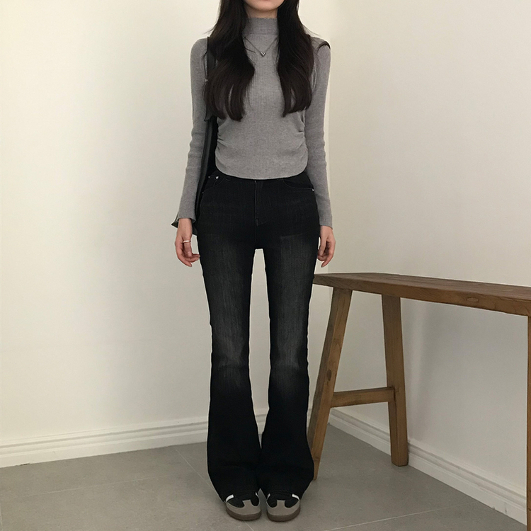 シャーリングタートルリブニット(7color) GREY