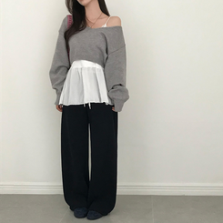 【起毛】モーメントツートントレーニングパンツ NAVY