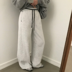 【起毛】モーメントツートントレーニングパンツ MELANGE WHITE