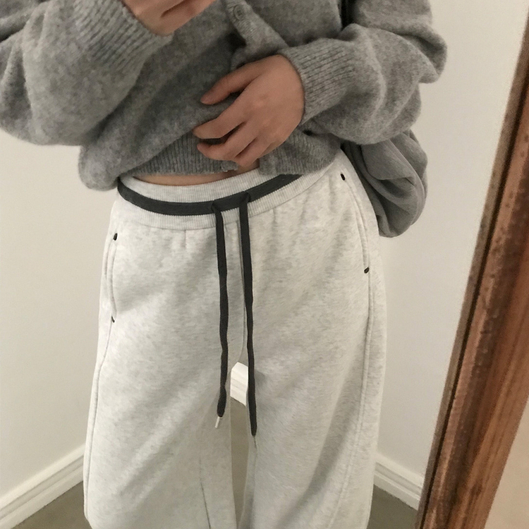 【起毛】モーメントツートントレーニングパンツ MELANGE WHITE