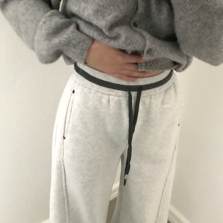 【起毛】モーメントツートントレーニングパンツ MELANGE WHITE