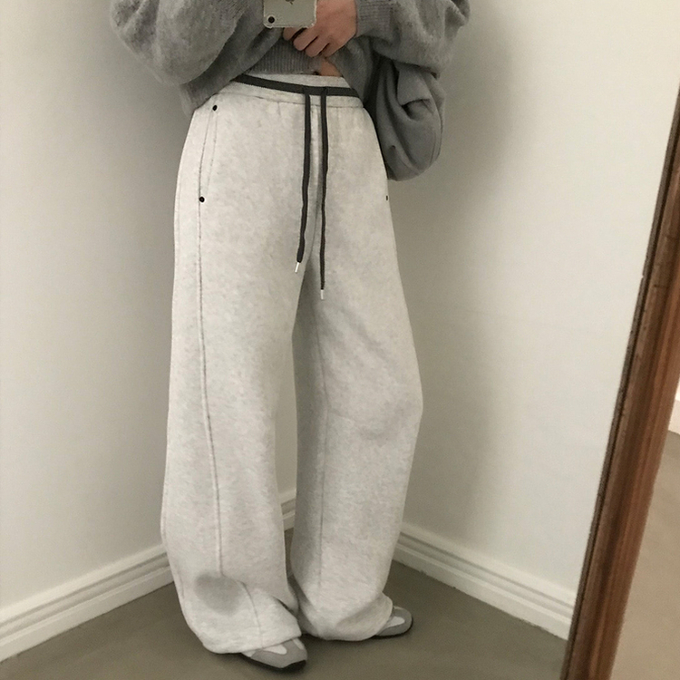 【起毛】モーメントツートントレーニングパンツ MELANGE WHITE