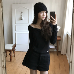 ベーシックスクエア長袖Tシャツ(5color) BLACK