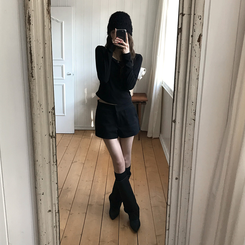 ベーシックスクエア長袖Tシャツ(5color) BLACK