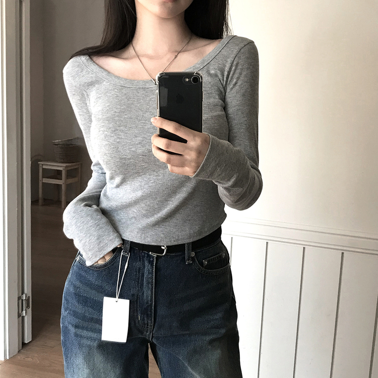 ベーシックスクエア長袖Tシャツ(5color) Merange Gray