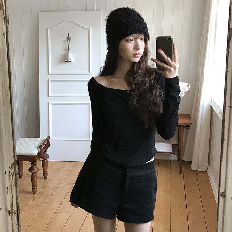 ベーシックスクエア長袖Tシャツ(5color) BLACK