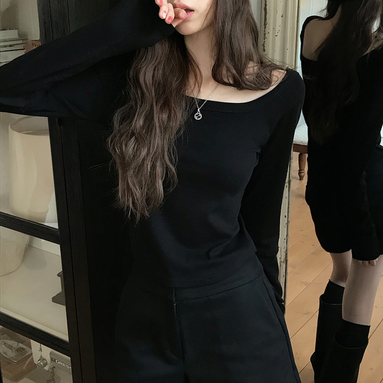 ベーシックスクエア長袖Tシャツ(5color) BLACK