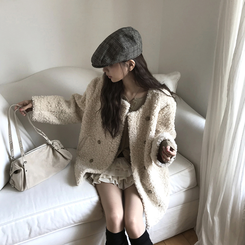 ノーカラーファーボアジャケット IVORY