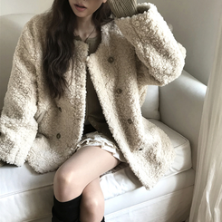 ノーカラーファーボアジャケット IVORY