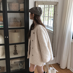 ノーカラーファーボアジャケット IVORY