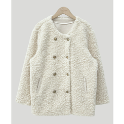 ノーカラーファーボアジャケット