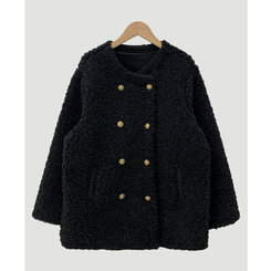 ノーカラーファーボアジャケット