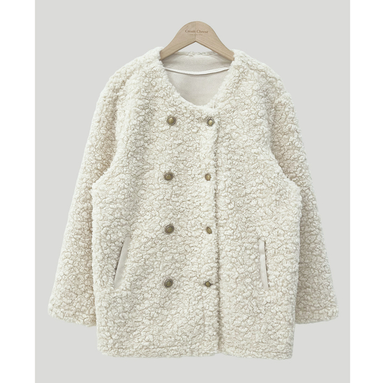 ノーカラーファーボアジャケット