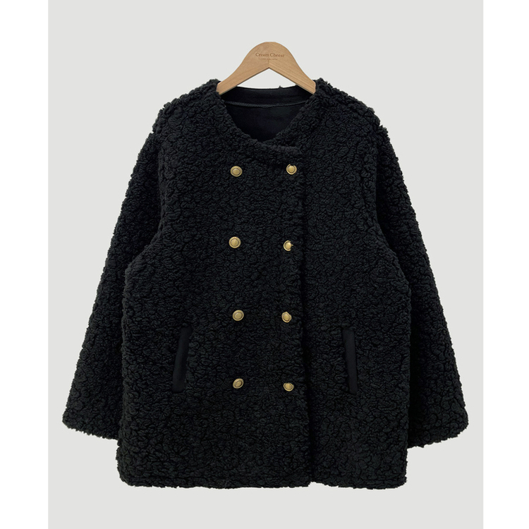 ノーカラーファーボアジャケット