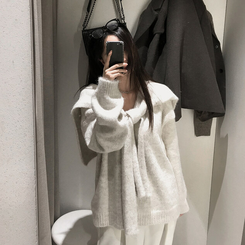 ふんわりムードショルダーニット LIGHT BEIGE