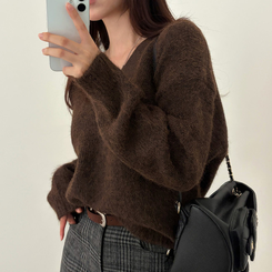 ふんわりムードショルダーニット BROWN