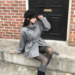【ベルト付き】【ベルト付き】ウールオーバーフィットコート GREY
