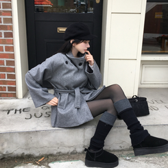 【ベルト付き】【ベルト付き】ウールオーバーフィットコート GREY