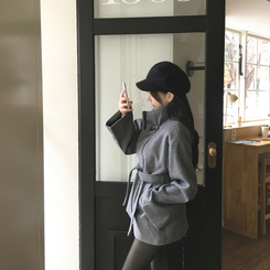 【ベルト付き】【ベルト付き】ウールオーバーフィットコート GREY