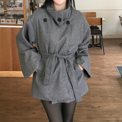 【ベルト付き】【ベルト付き】ウールオーバーフィットコート GREY