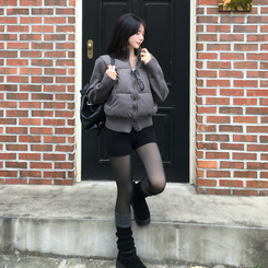 パウンドハイネックニットショートダウン GREY