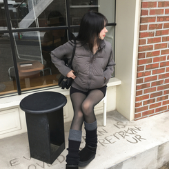 パウンドハイネックニットショートダウン GREY