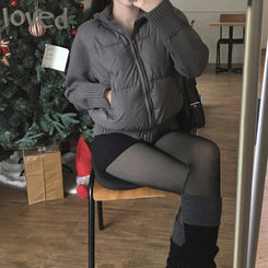 パウンドハイネックニットショートダウン GREY