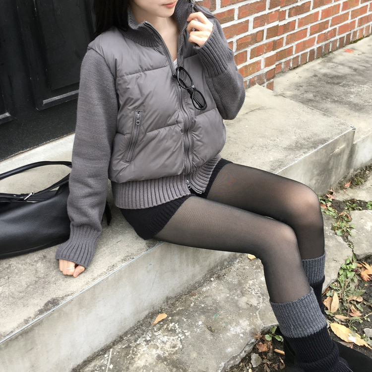 パウンドハイネックニットショートダウン GREY