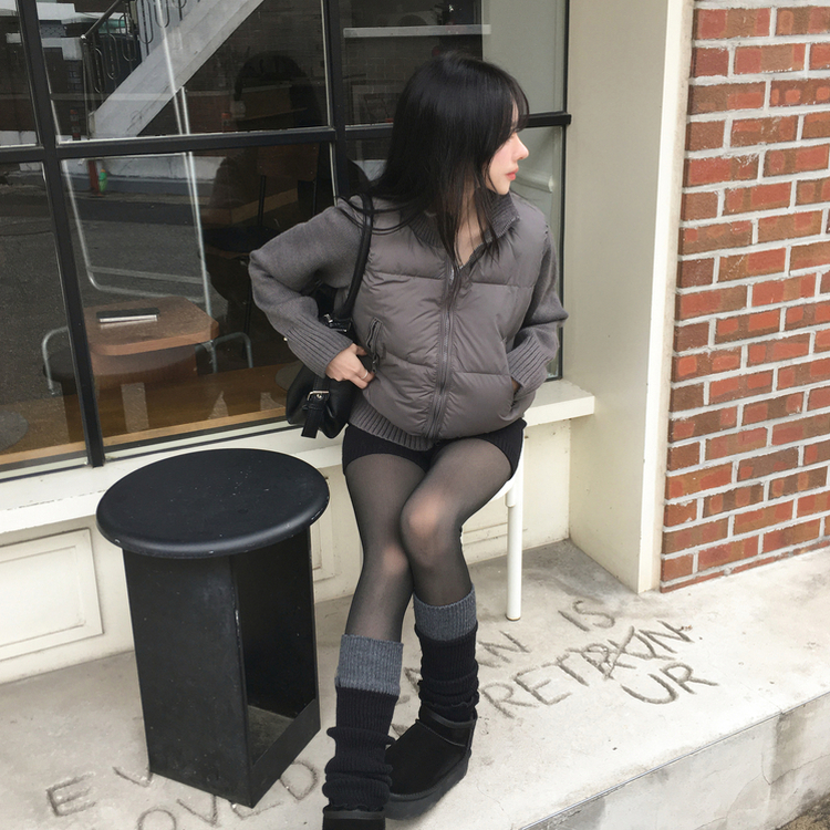 パウンドハイネックニットショートダウン GREY