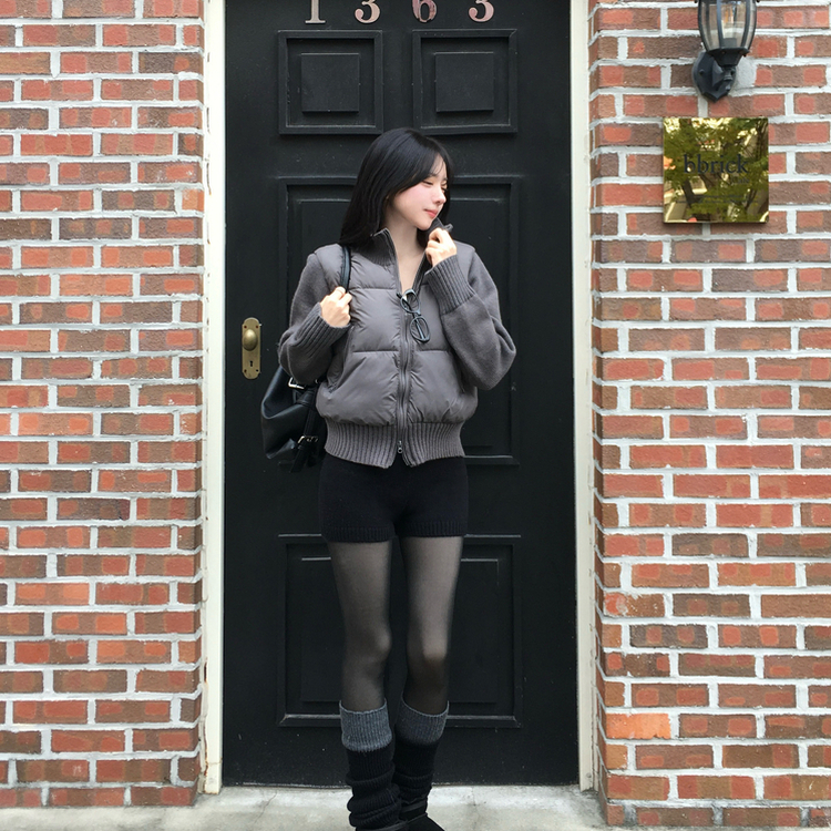 パウンドハイネックニットショートダウン GREY