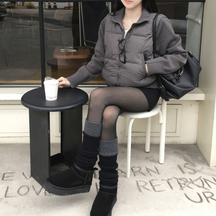 パウンドハイネックニットショートダウン GREY