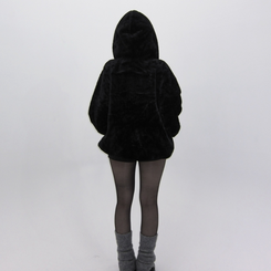 ミンクファーフードジャンパー (5color) BLACK
