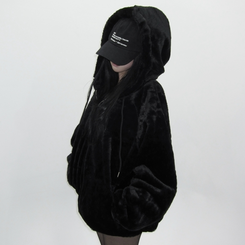 ミンクファーフードジャンパー (5color) BLACK