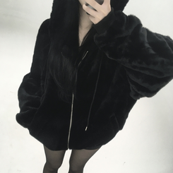 ミンクファーフードジャンパー (5color) BLACK