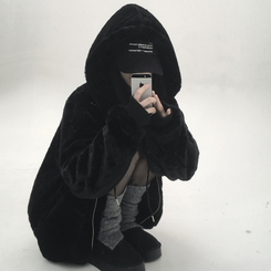 ミンクファーフードジャンパー (5color) BLACK