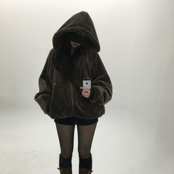 ミンクファーフードジャンパー (5color) BROWN