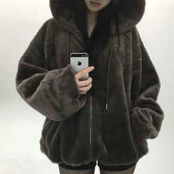 ミンクファーフードジャンパー (5color) BROWN