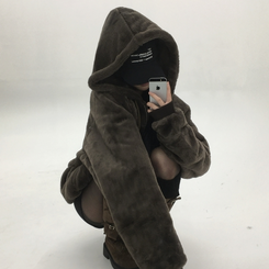 ミンクファーフードジャンパー (5color) BROWN