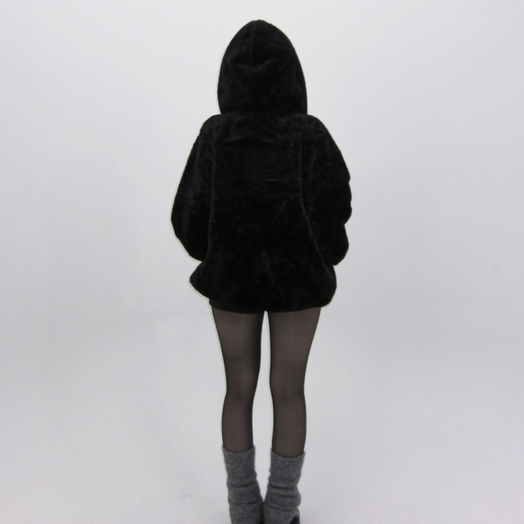 ミンクファーフードジャンパー (5color) BLACK