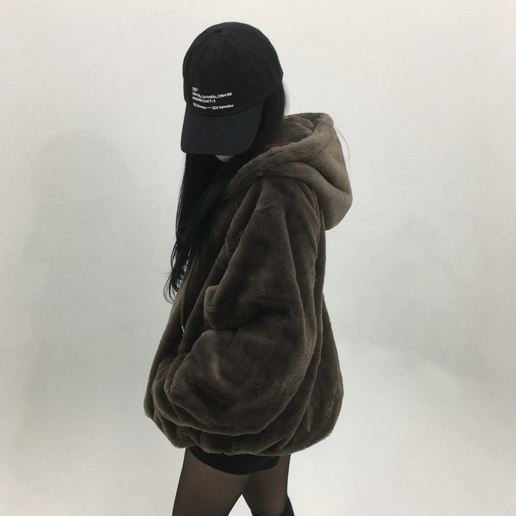 ミンクファーフードジャンパー (5color) BROWN