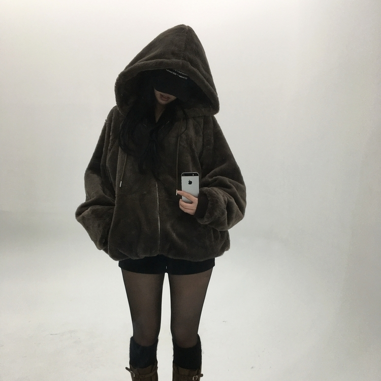 ミンクファーフードジャンパー (5color) BROWN