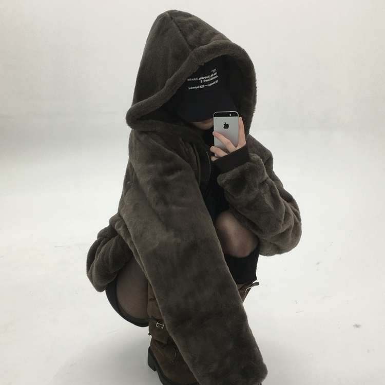 ミンクファーフードジャンパー (5color) BROWN