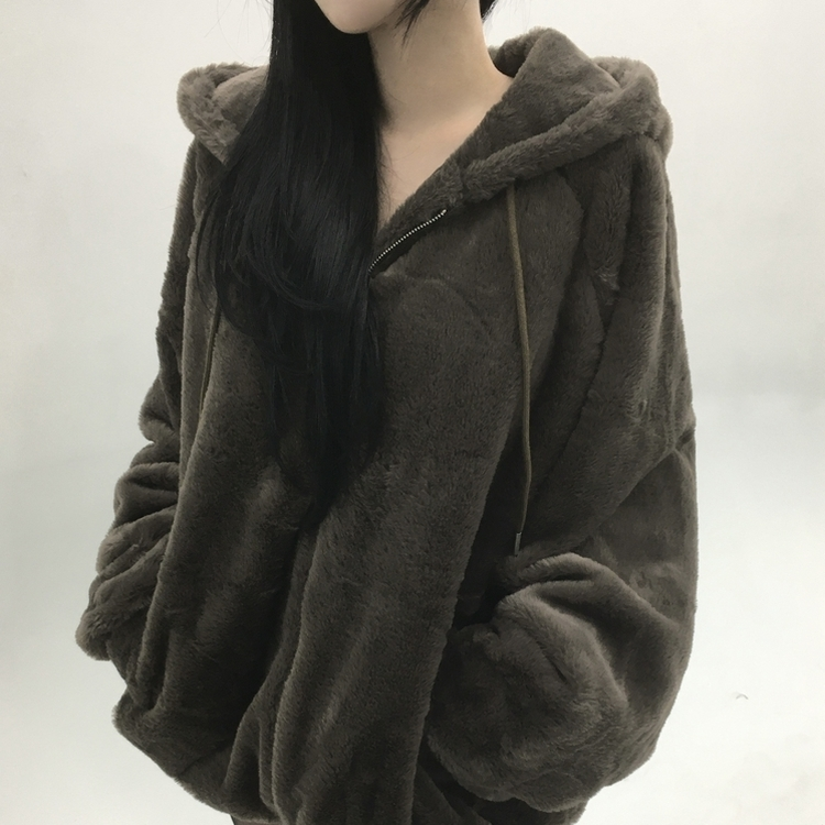 ミンクファーフードジャンパー (5color) BROWN